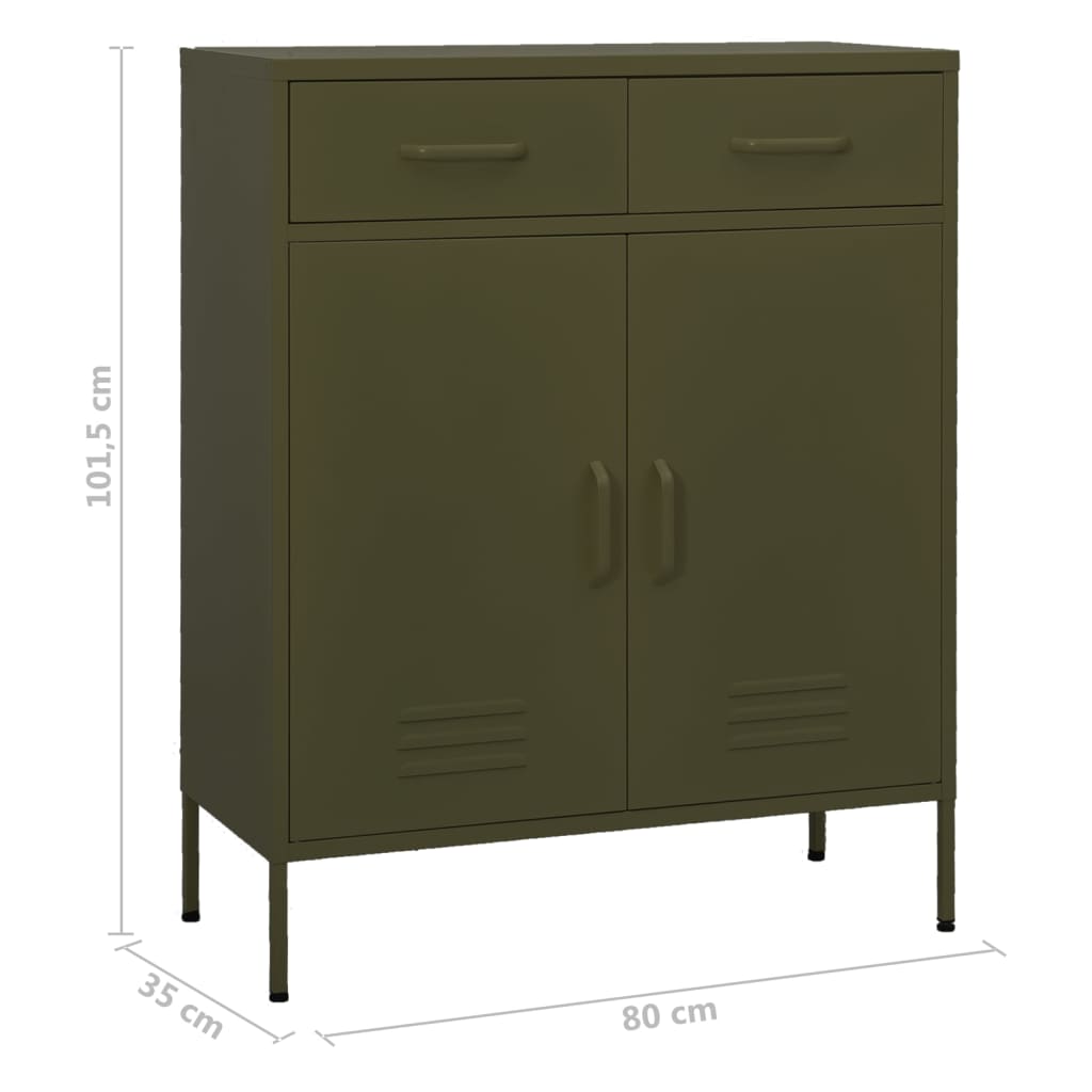 Armoire de rangement Vert olive 80x35x101,5 cm Acier - XIOS