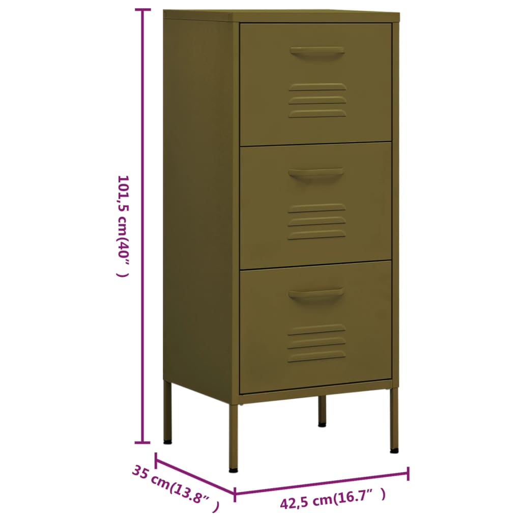 Armoire de rangement Vert olive 42,5x35x101,5 cm Acier - XIOS