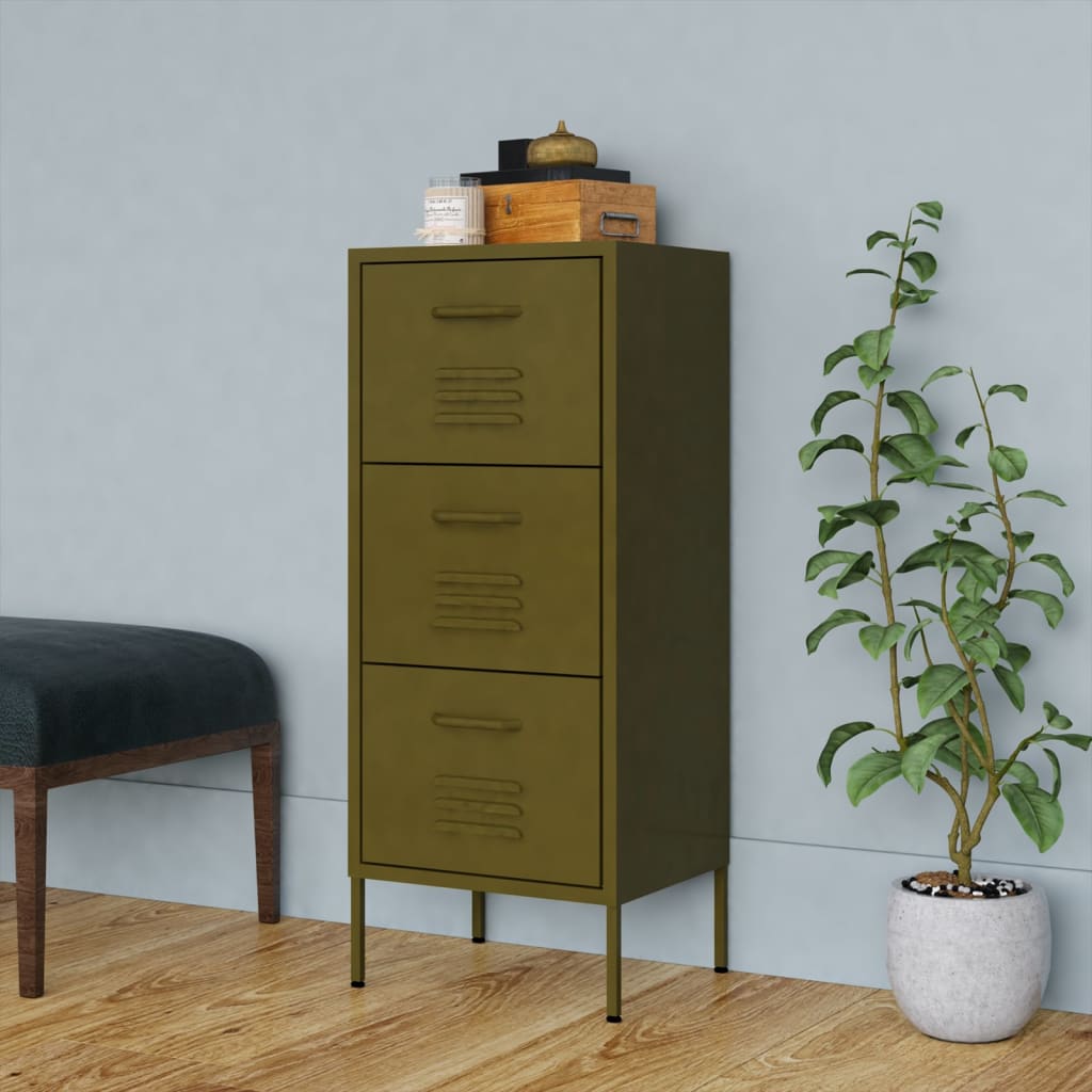 Armoire de rangement Vert olive 42,5x35x101,5 cm Acier - XIOS