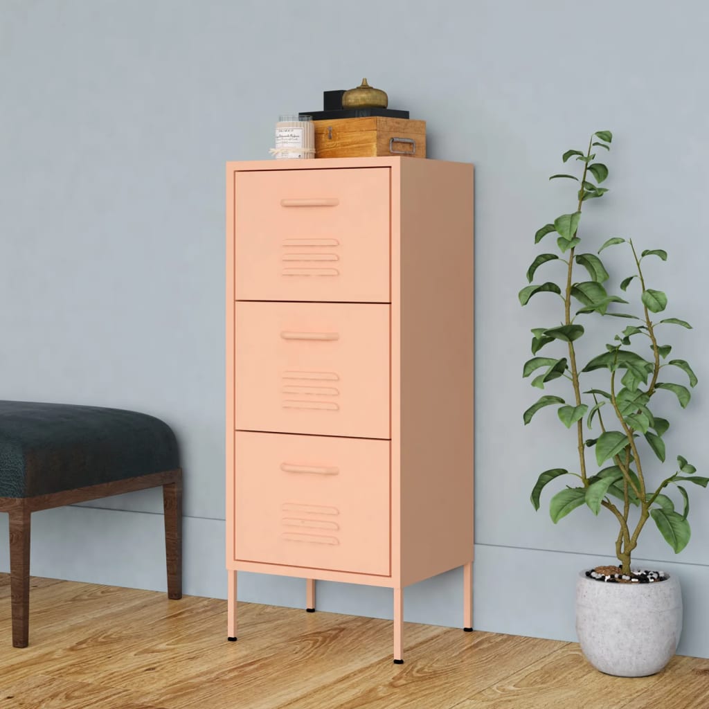 Armoire de rangement Rose 42,5x35x101,5 cm Acier - XIOS