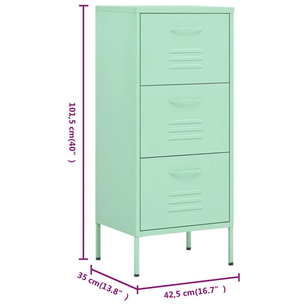 Armoire de rangement Vert menthe 42,5x35x101,5 cm Acier - XIOS