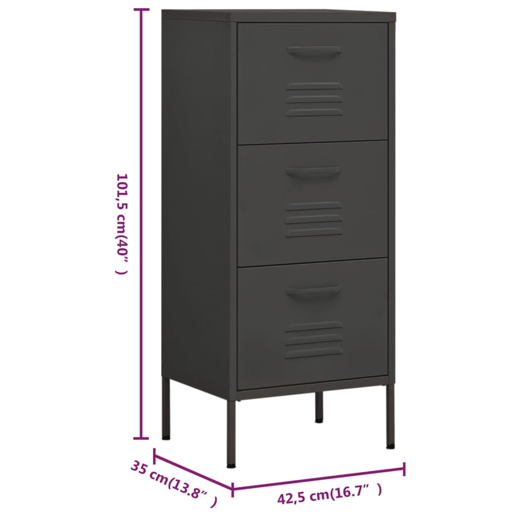 Armoire de rangement Anthracite 42,5x35x101,5 cm Acier - XIOS