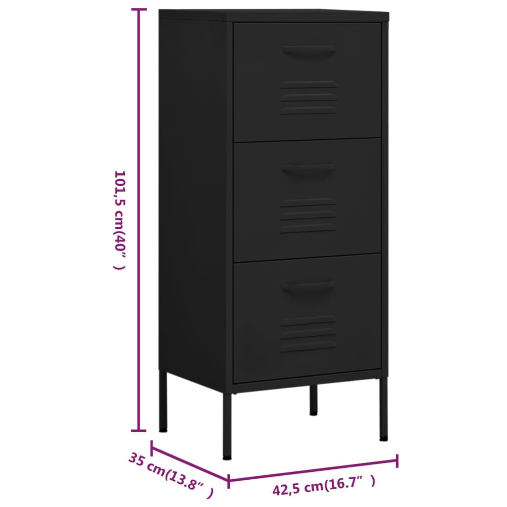 Armoire de rangement Noir 42,5x35x101,5 cm Acier - XIOS