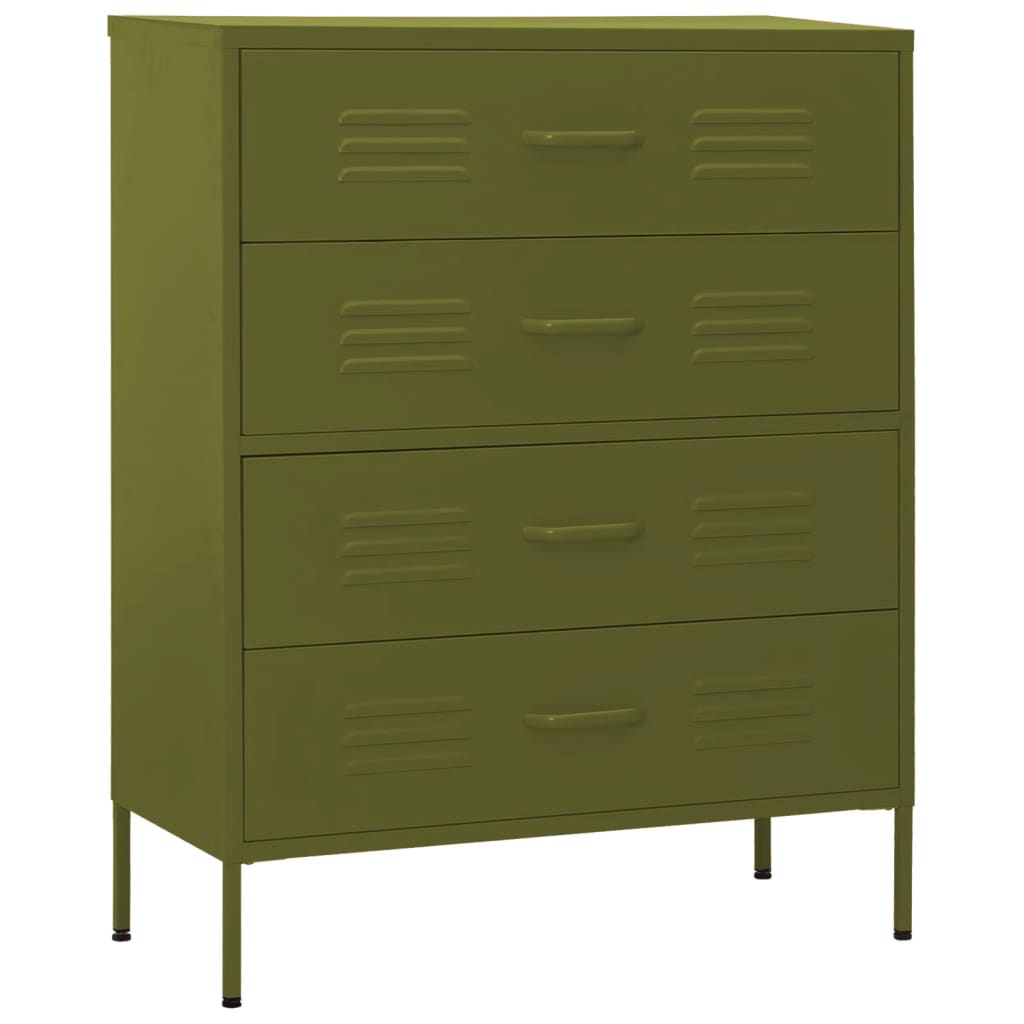 Commode Vert olive 80x35x101,5 cm Acier - XIOS