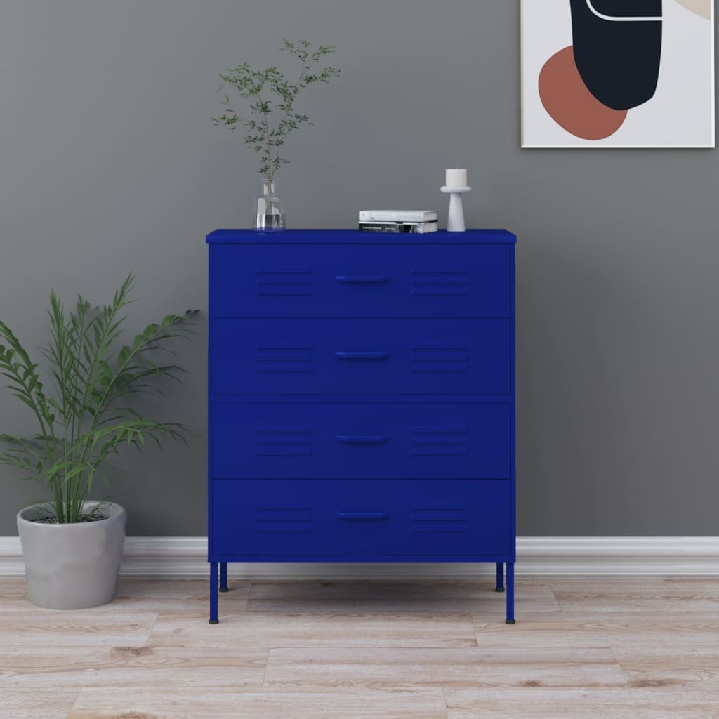 Commode Bleu marine 80x35x101,5 cm Acier - XIOS
