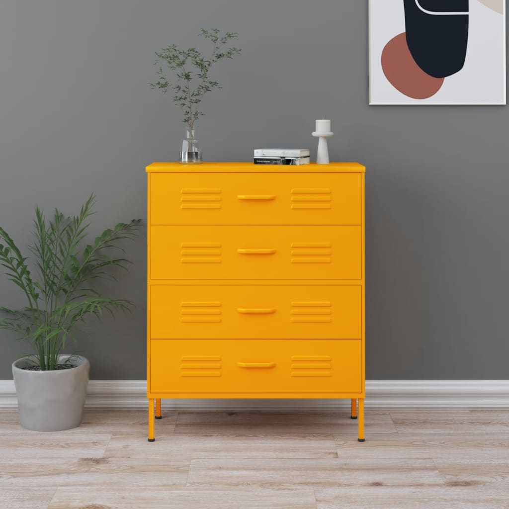 Commode Jaune moutarde 80x35x101,5 cm Acier - XIOS
