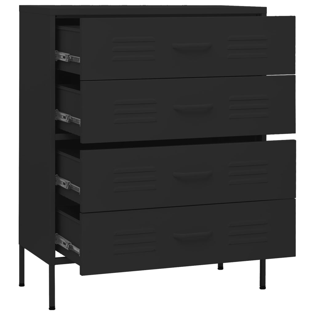 Commode Noir 80x35x101,5 cm Acier - XIOS