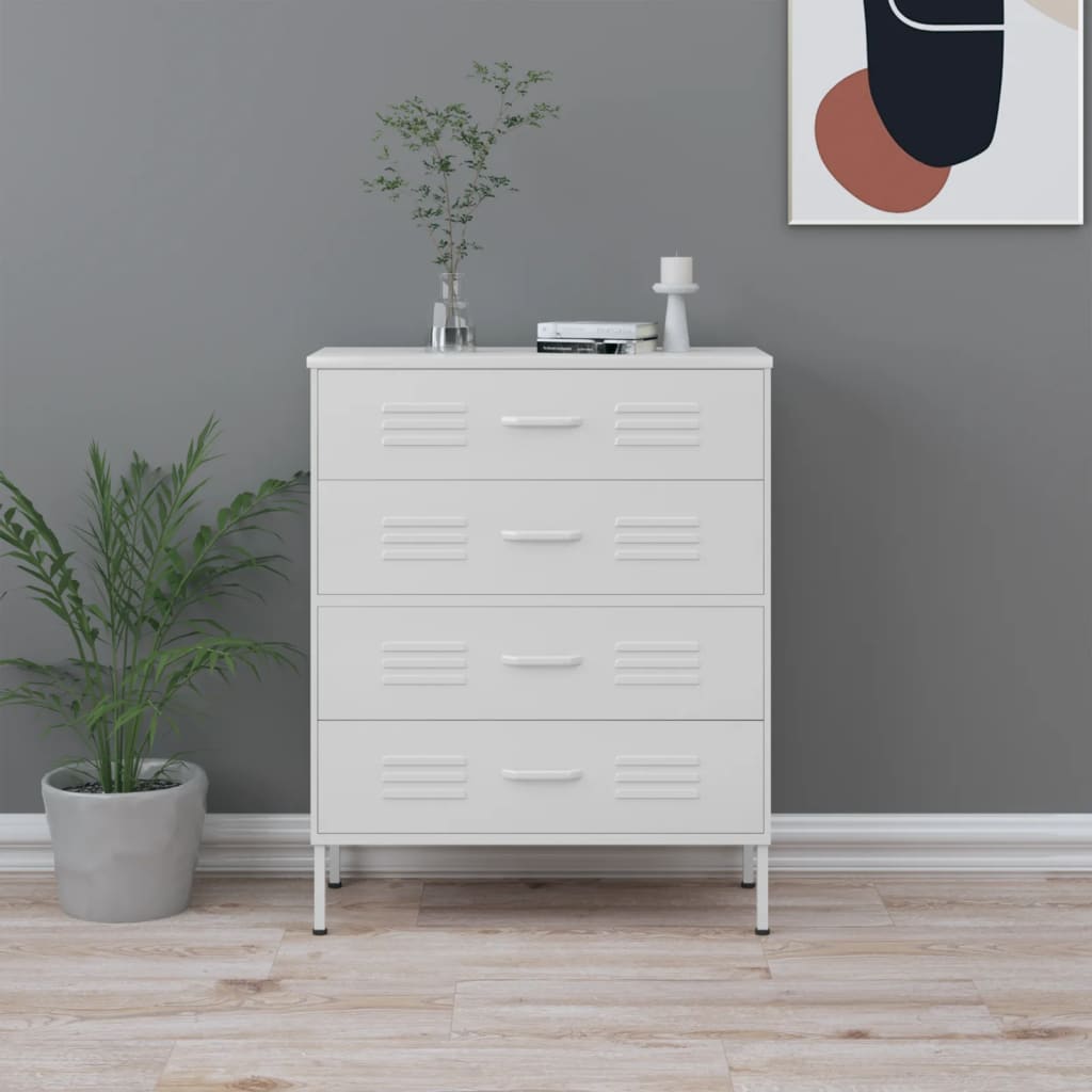 Commode Blanc 80x35x101,5 cm Acier - XIOS
