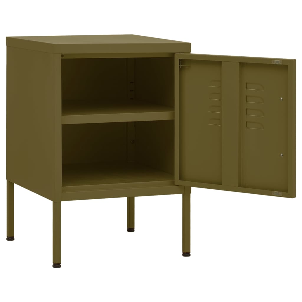 Table de chevet Vert olive 35x35x51 cm Acier - XIOS