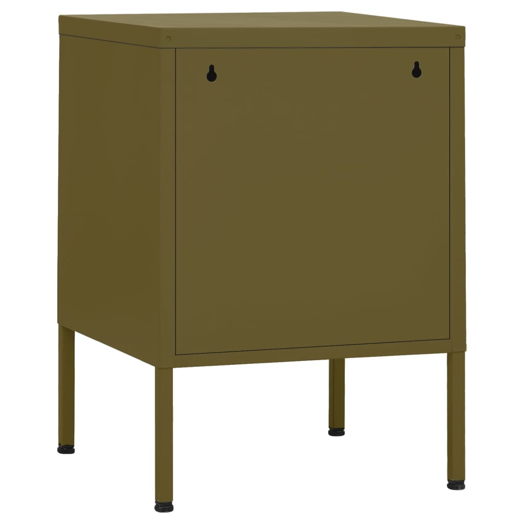 Table de chevet Vert olive 35x35x51 cm Acier - XIOS