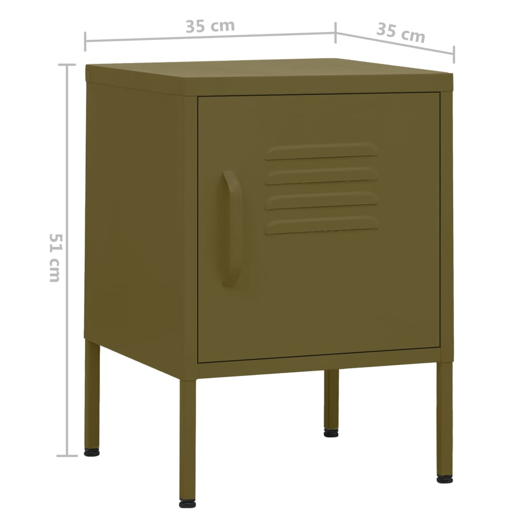 Table de chevet Vert olive 35x35x51 cm Acier - XIOS