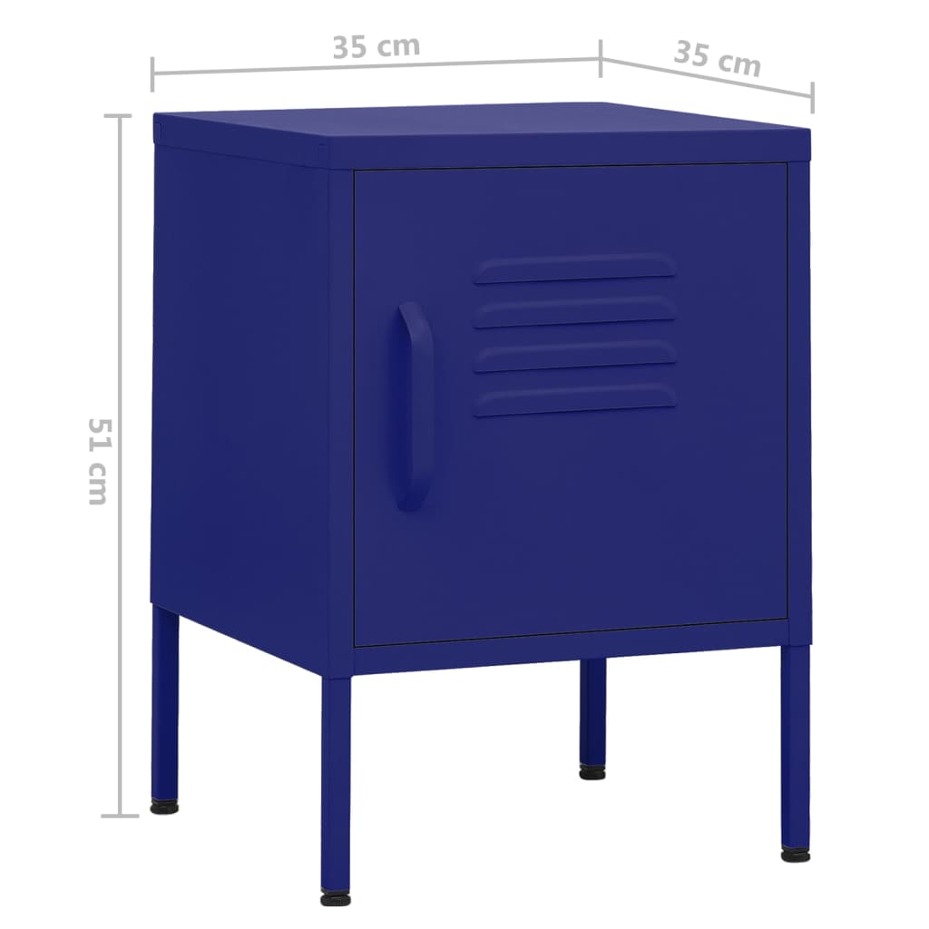 Table de chevet Bleu marine 35x35x51 cm Acier - XIOS