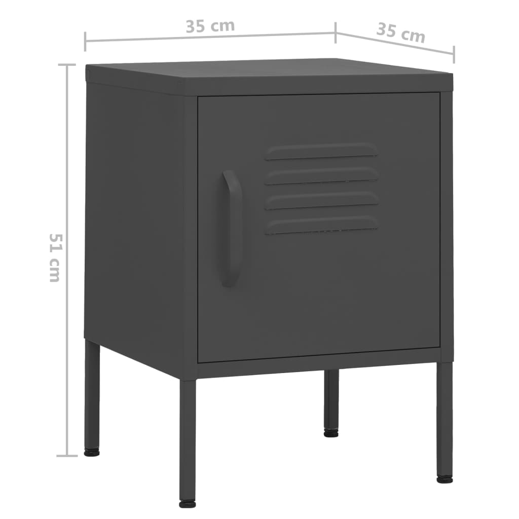 Table de chevet Anthracite 35x35x51 cm Acier - XIOS