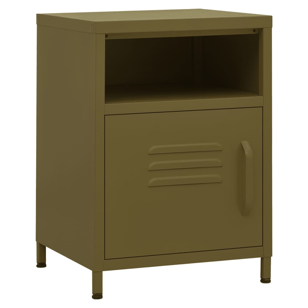 Table de chevet Vert olive 35x35x51 cm Acier - XIOS
