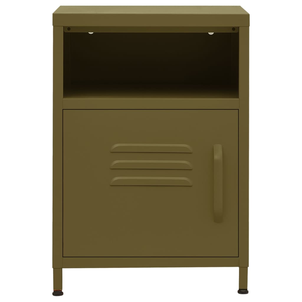 Table de chevet Vert olive 35x35x51 cm Acier - XIOS