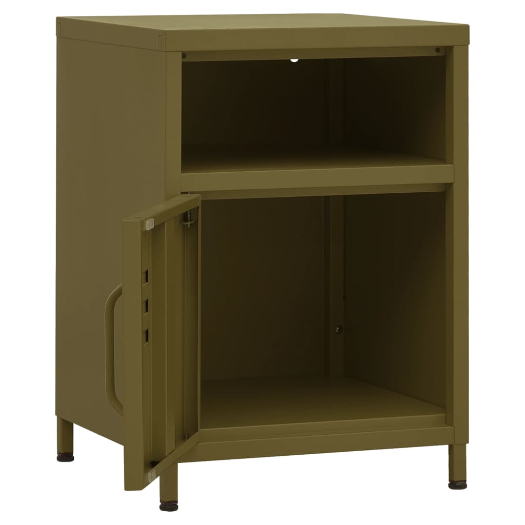 Table de chevet Vert olive 35x35x51 cm Acier - XIOS