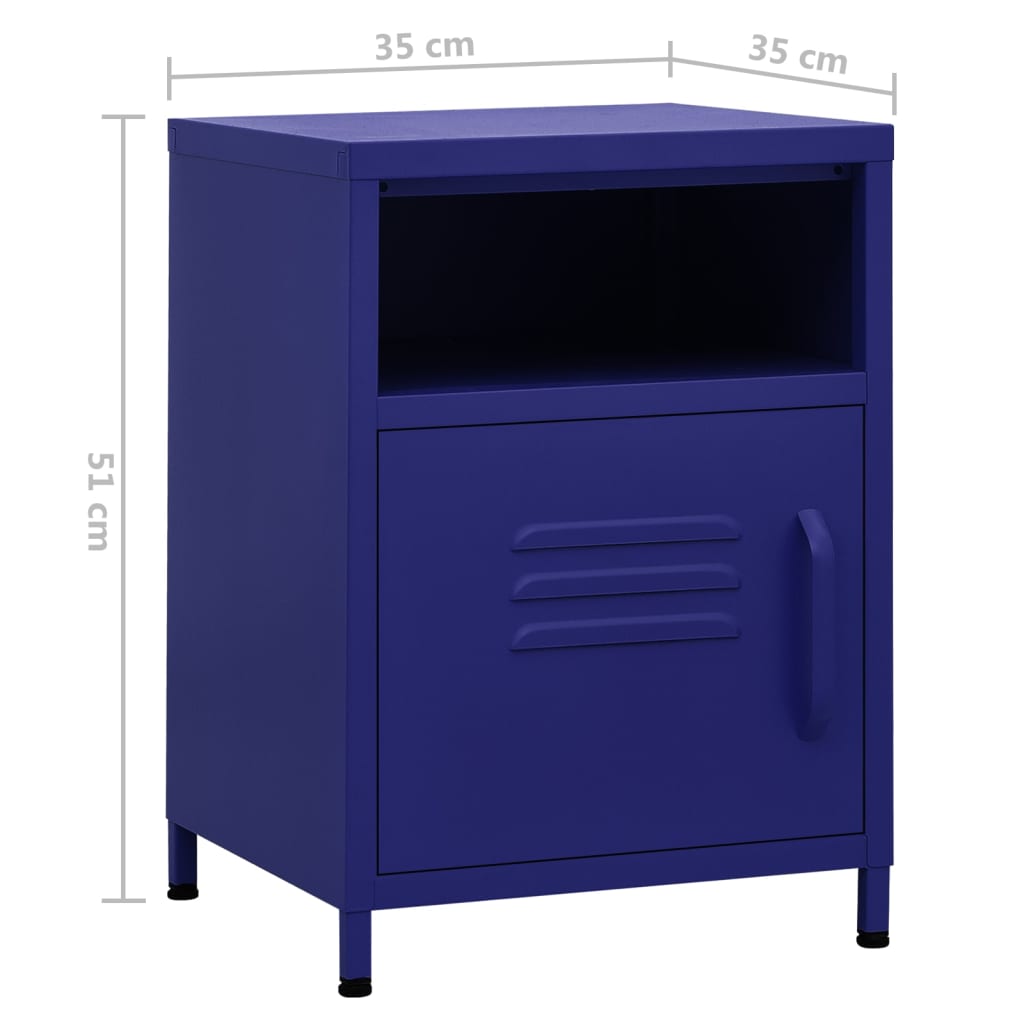 Table de chevet Bleu marine 35x35x51 cm Acier - XIOS