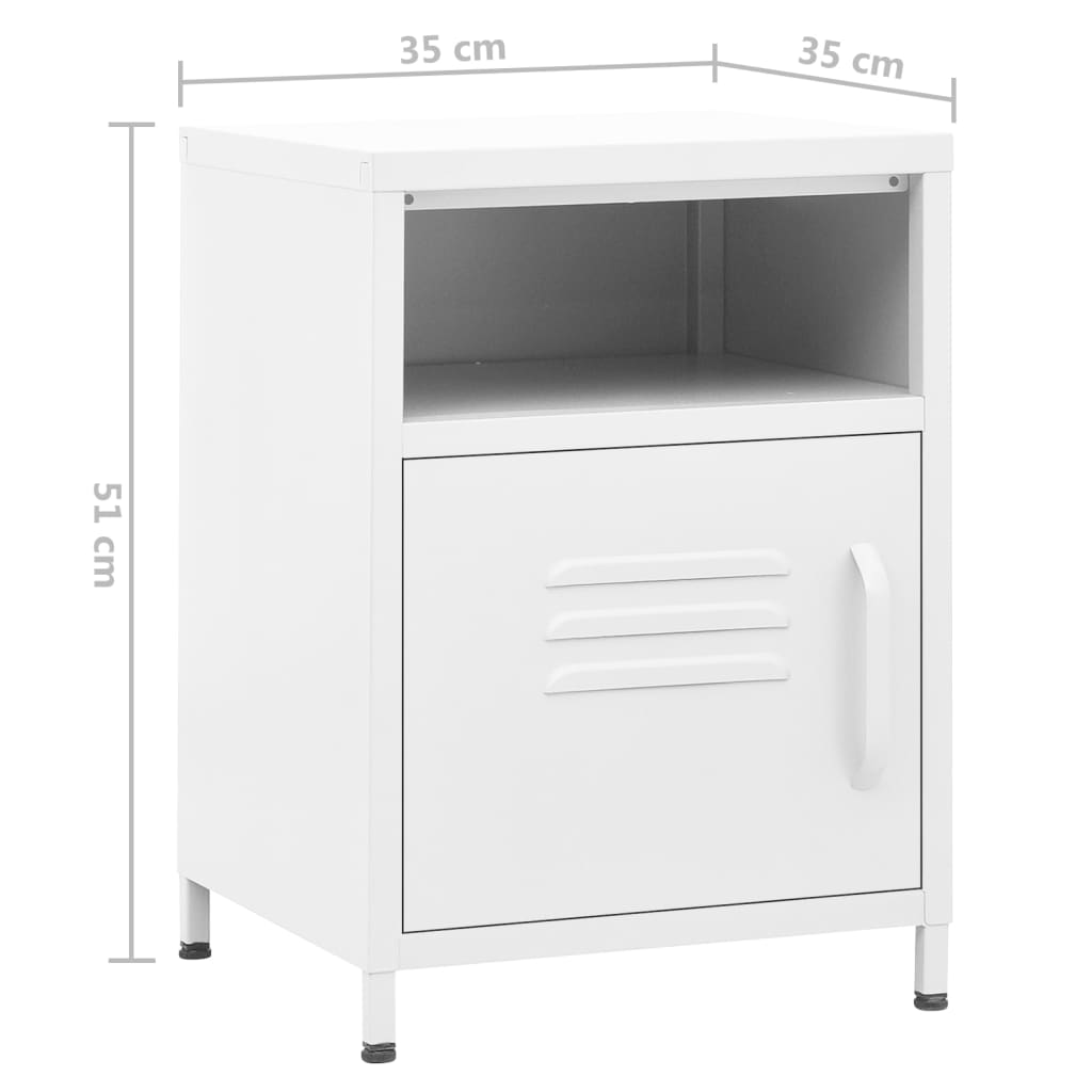 Table de chevet Blanc 35x35x51 cm Acier - XIOS