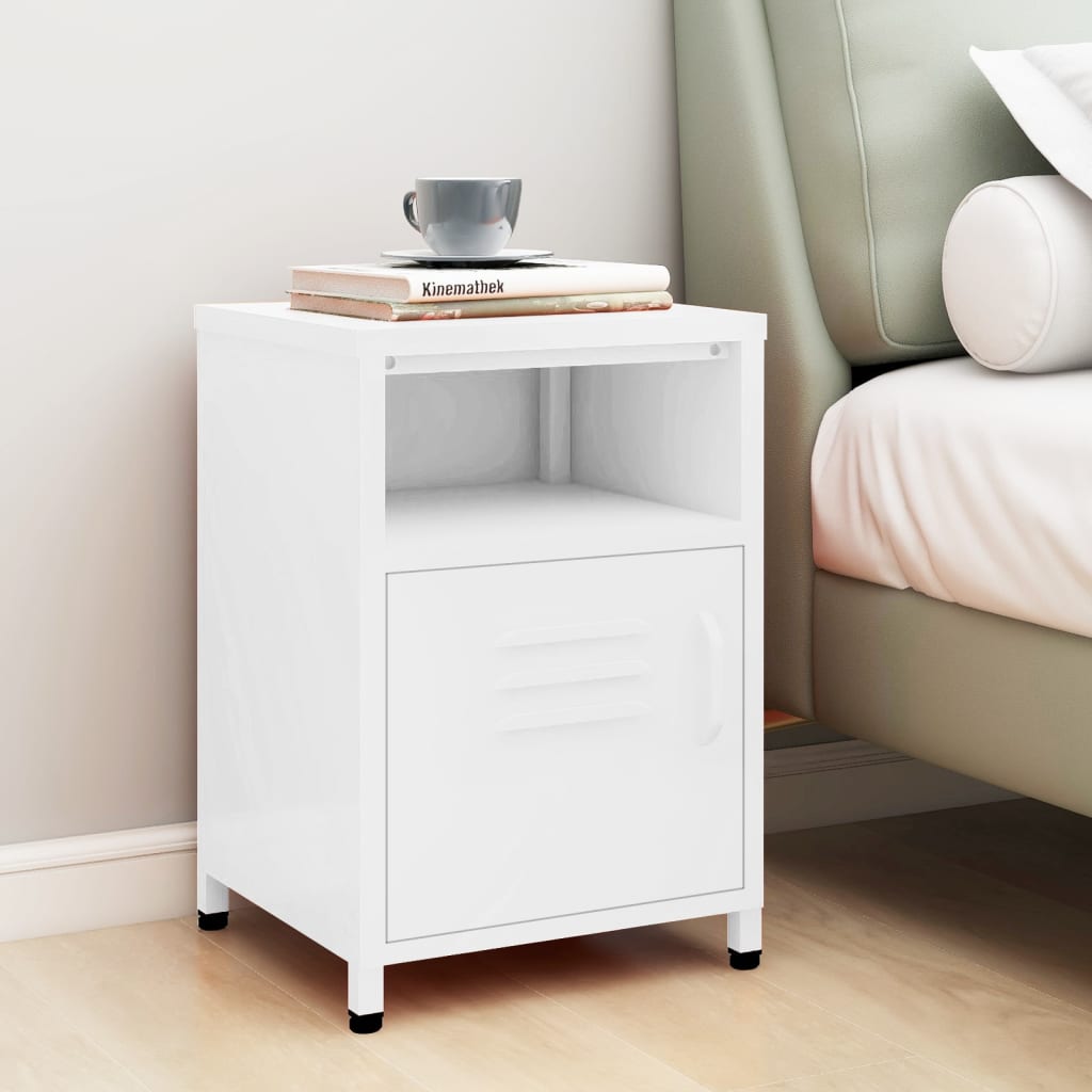 Table de chevet Blanc 35x35x51 cm Acier - XIOS