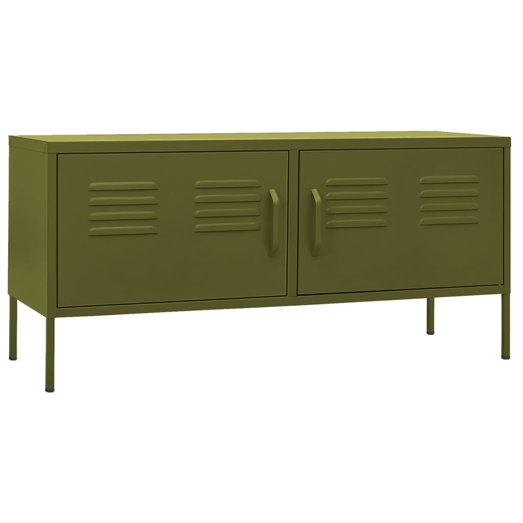 Meuble TV Vert olive 105x35x50 cm Acier - XIOS