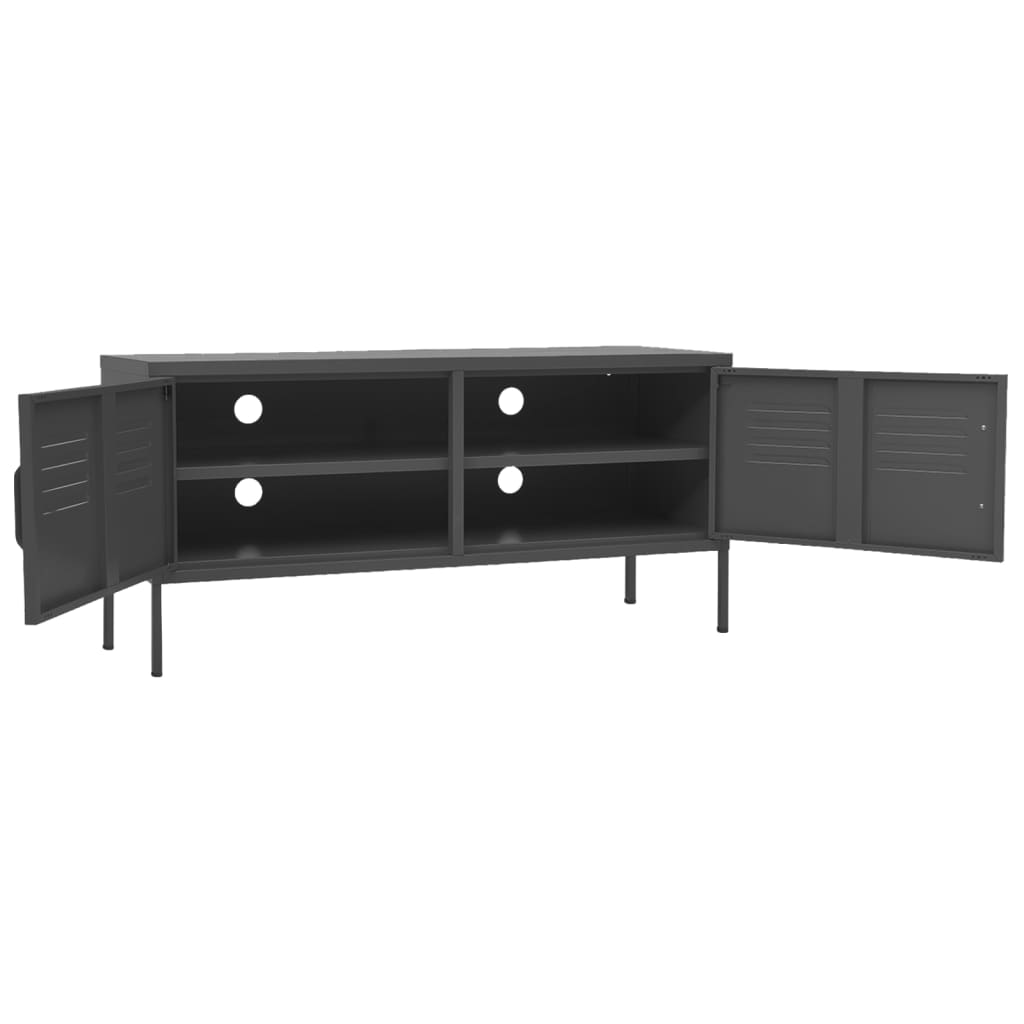 Meuble TV Anthracite 105x35x50 cm Acier - XIOS