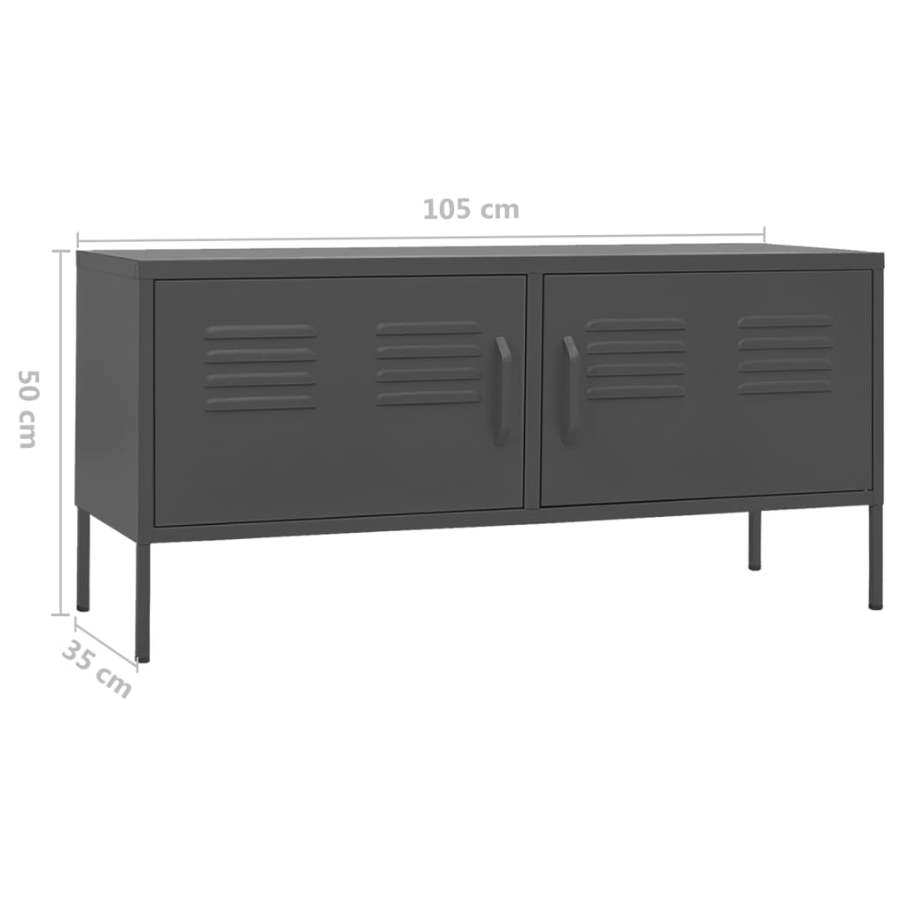 Meuble TV Anthracite 105x35x50 cm Acier - XIOS