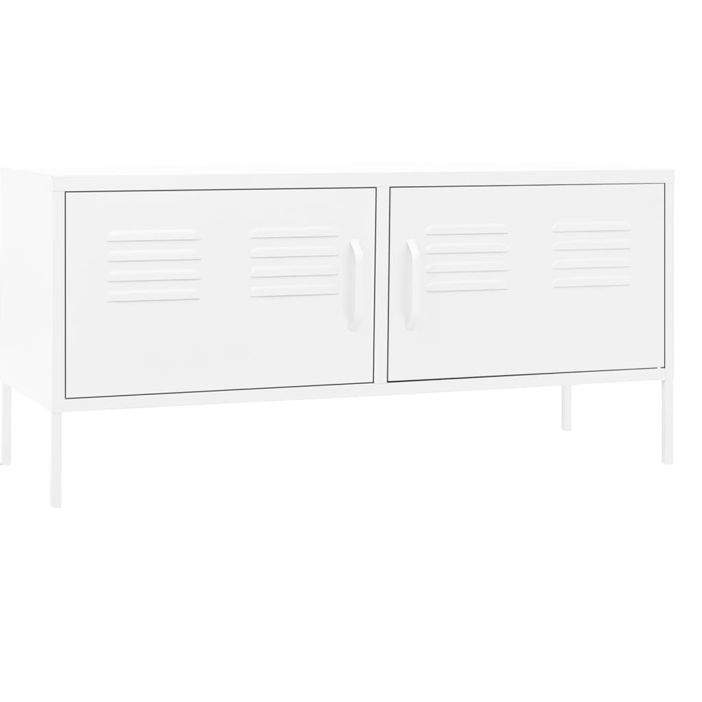 Meuble TV Blanc 105x35x50 cm Acier - XIOS