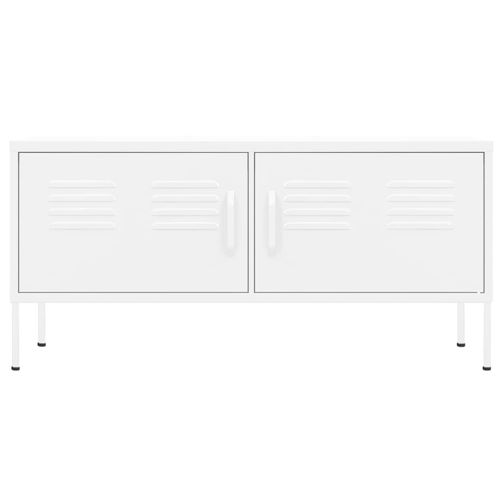 Meuble TV Blanc 105x35x50 cm Acier - XIOS
