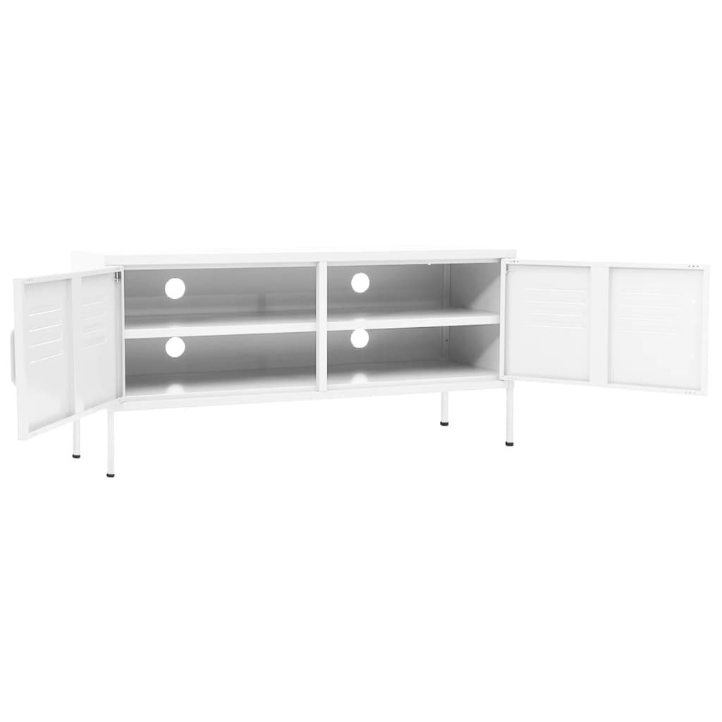 Meuble TV Blanc 105x35x50 cm Acier - XIOS