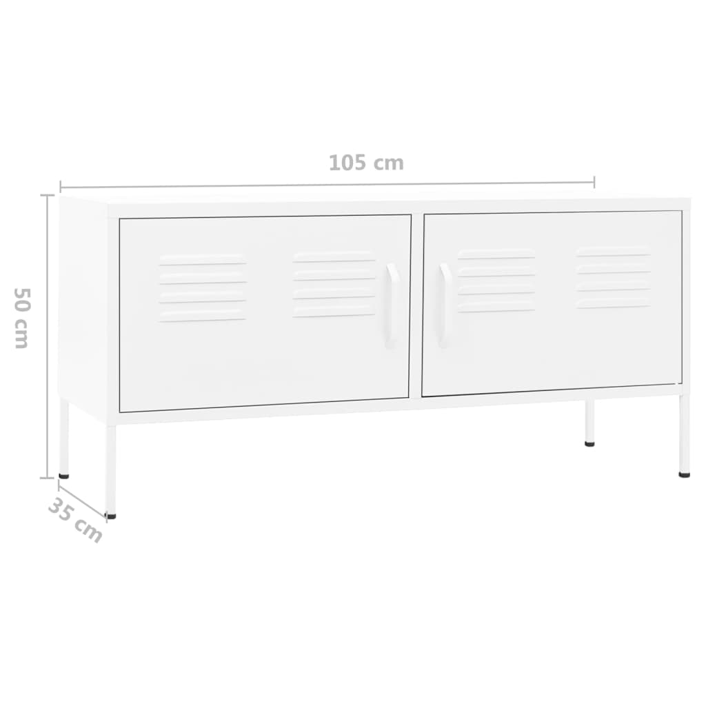 Meuble TV Blanc 105x35x50 cm Acier - XIOS