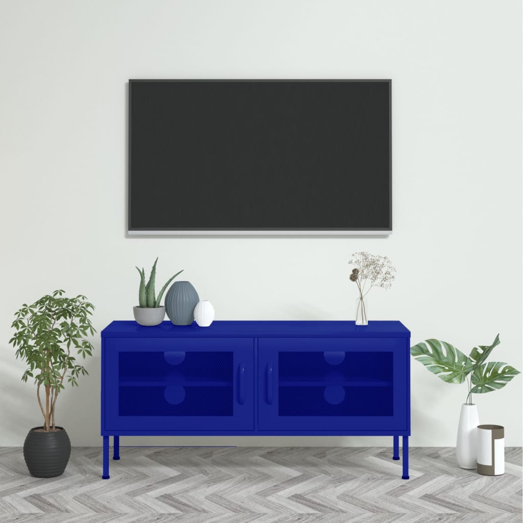 Meuble TV Bleu marine 105x35x50 cm Acier - XIOS