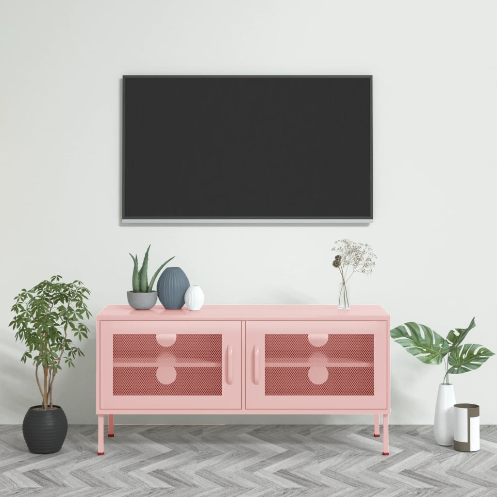 Meuble TV Rose 105x35x50 cm Acier - XIOS