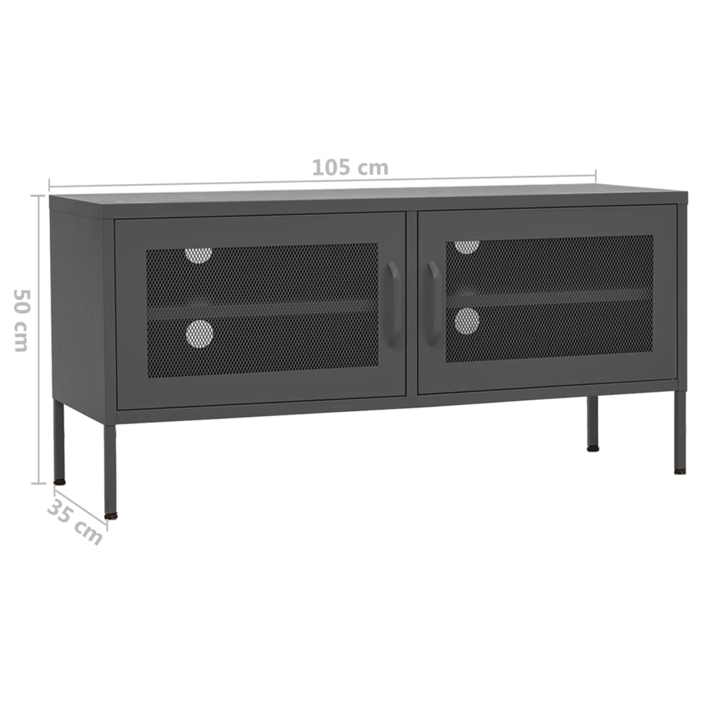 Meuble TV Anthracite 105x35x50 cm Acier - XIOS