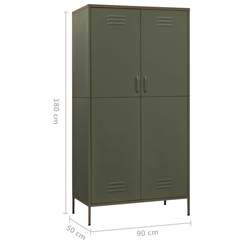 Garde-robe Vert olive 90x50x180 cm Acier - XIOS