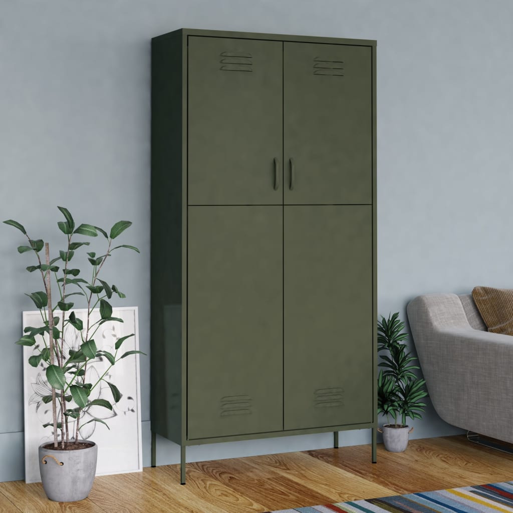 Garde-robe Vert olive 90x50x180 cm Acier - XIOS