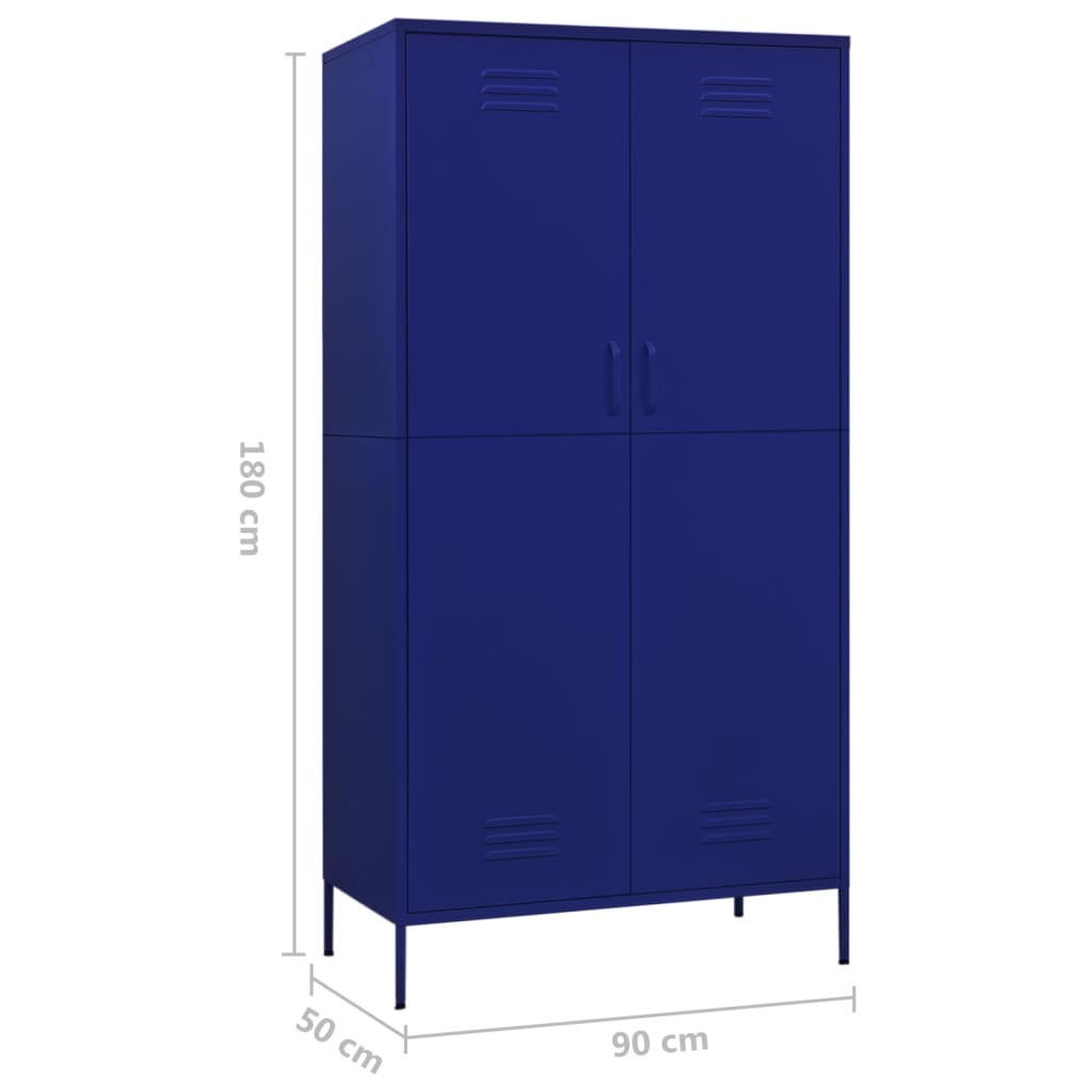 Garde-robe Bleu marine 90x50x180 cm Acier - XIOS