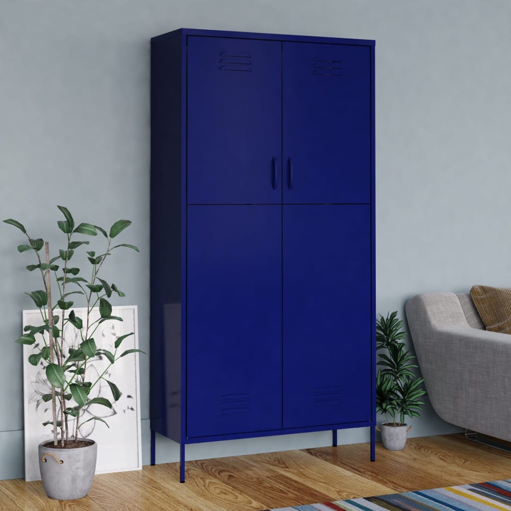 Garde-robe Bleu marine 90x50x180 cm Acier - XIOS