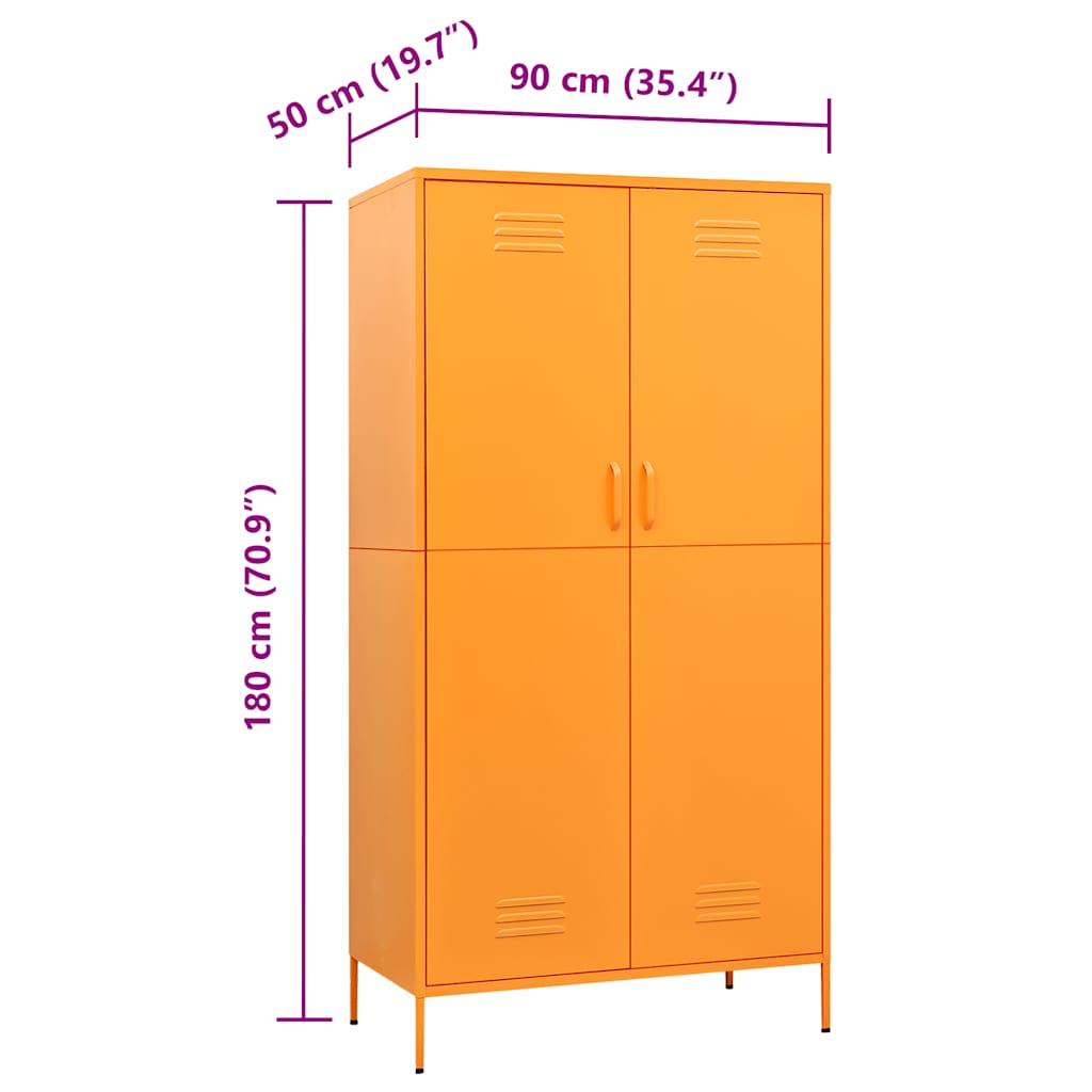 Garde-robe Jaune moutarde 90x50x180 cm Acier - XIOS