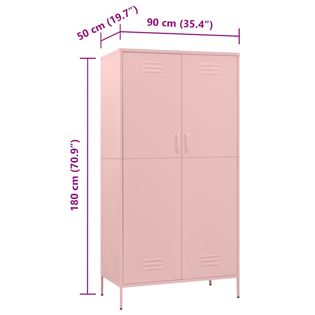 Garde-robe Rose 90x50x180 cm Acier - XIOS