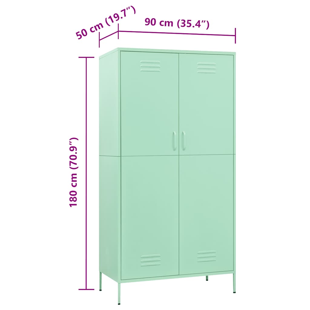 Garde-robe Vert menthe 90x50x180 cm Acier - XIOS