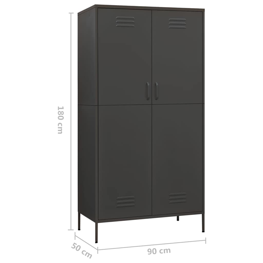 Garde-robe Anthracite 90x50x180 cm Acier - XIOS