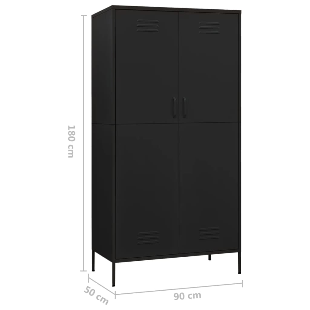 Garde-robe Noir 90x50x180 cm Acier - XIOS