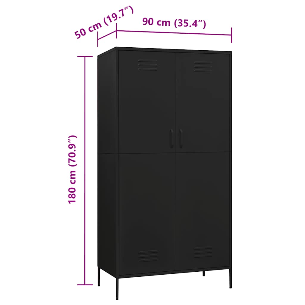 Garde-robe Noir 90x50x180 cm Acier - XIOS