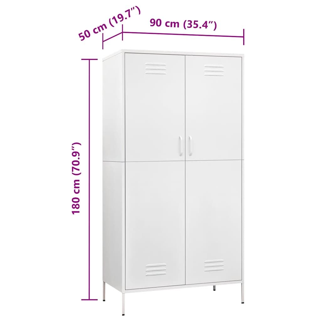 Garde-robe Blanc 90x50x180 cm Acier - XIOS