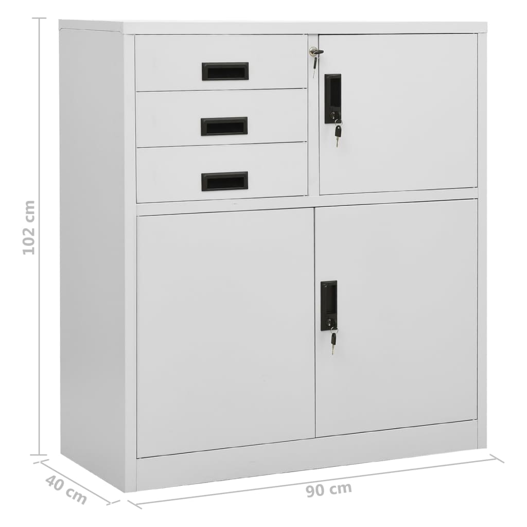 Armoire de bureau Gris clair 90x40x102 cm Acier - XIOS