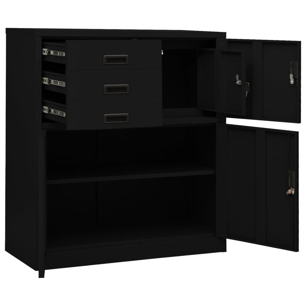Armoire de bureau Noir 90x40x102 cm Acier - XIOS