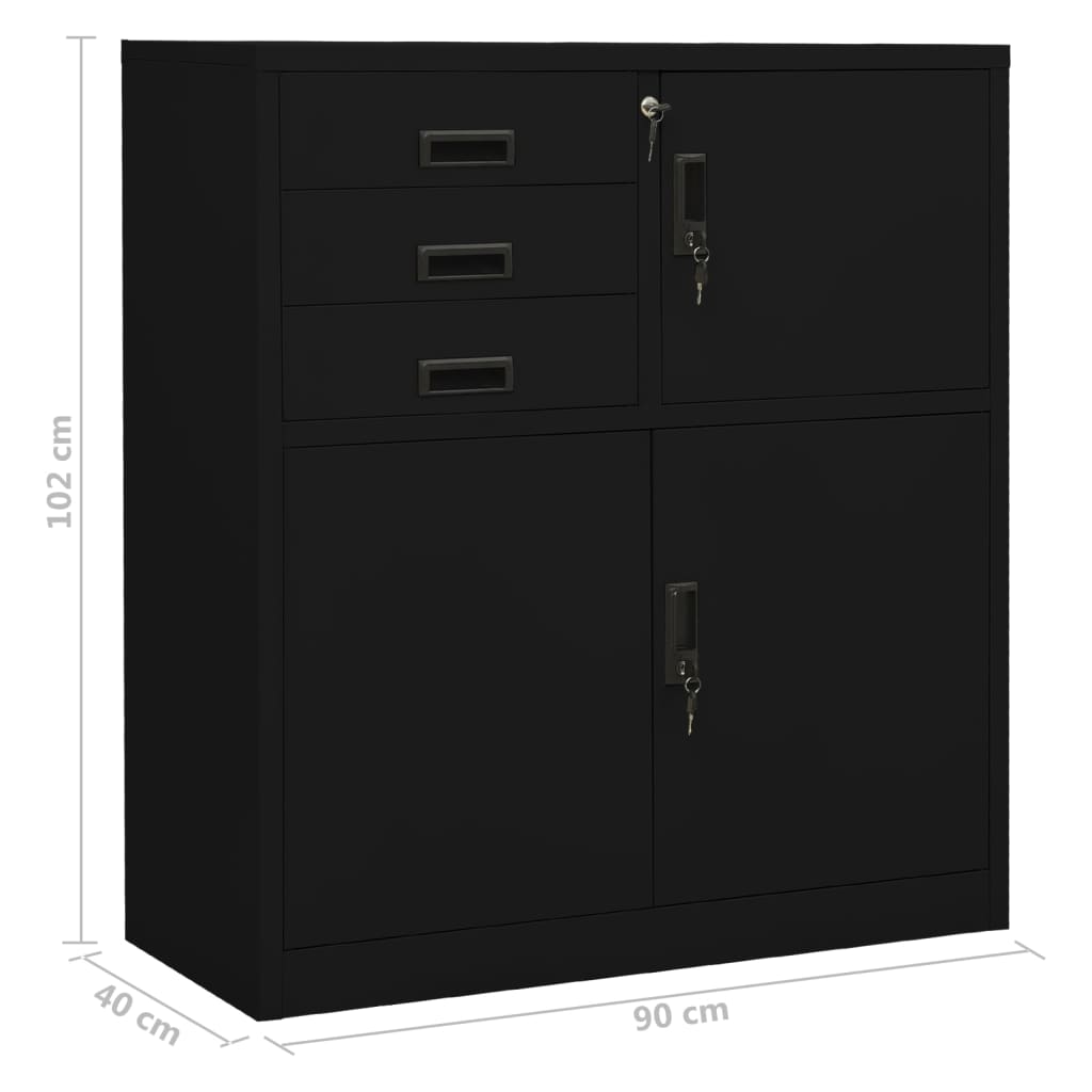 Armoire de bureau Noir 90x40x102 cm Acier - XIOS