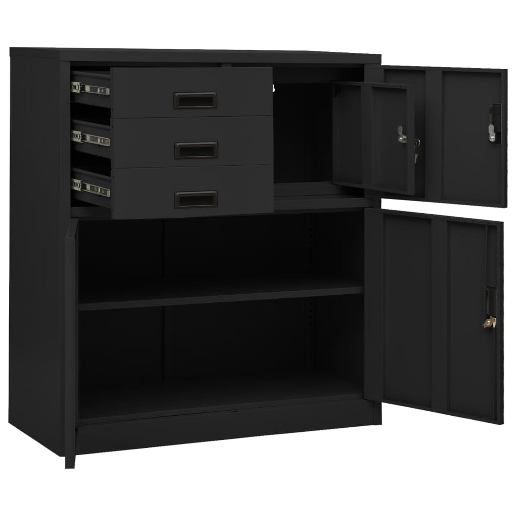 Armoire de bureau Anthracite 90x40x102 cm Acier - XIOS