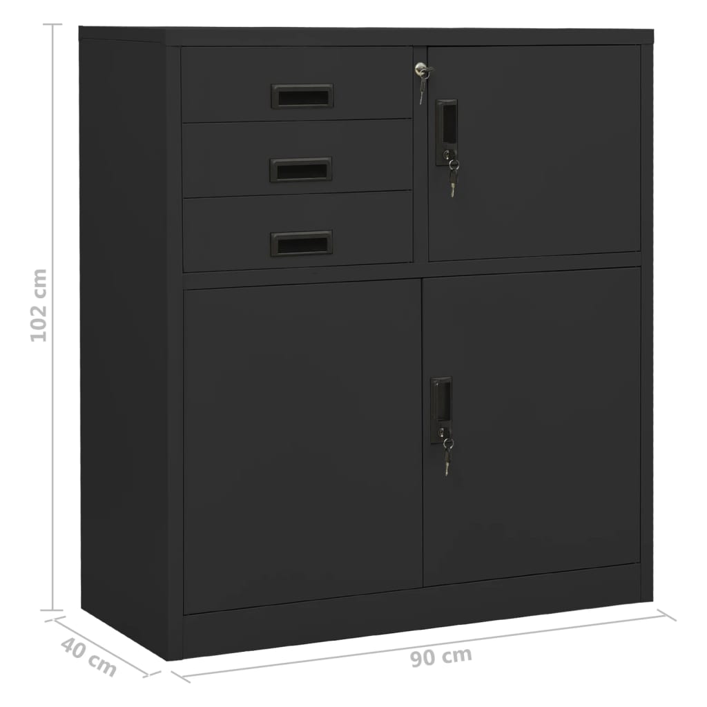 Armoire de bureau Anthracite 90x40x102 cm Acier - XIOS