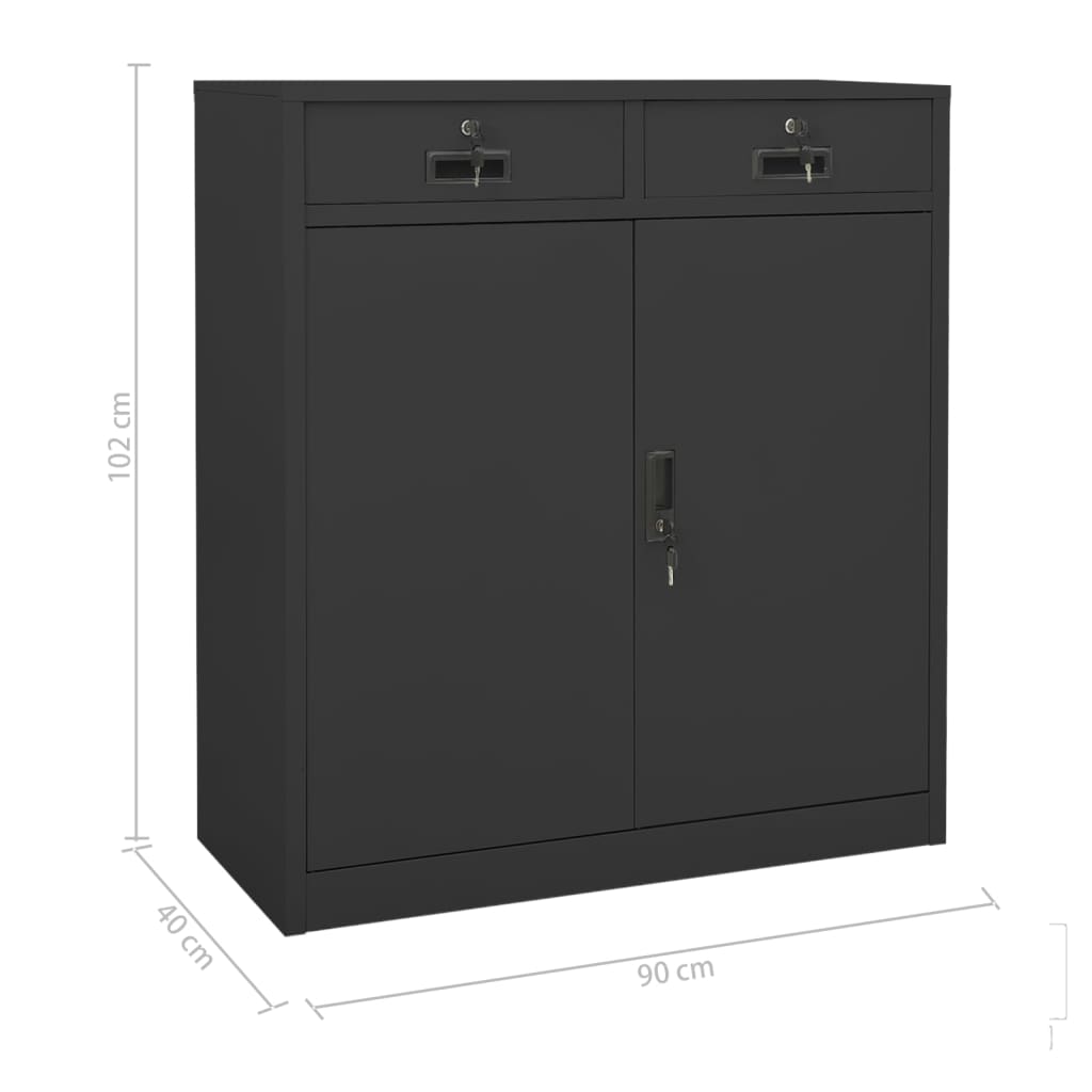 Armoire de bureau Anthracite 90x40x102 cm Acier - XIOS